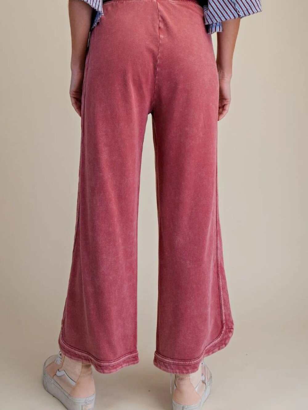 Three Bird Nest Mineral Wash Terry Knit Wide Leg Pants• XL - Picture 5 of 11
